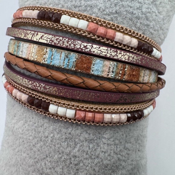 Ryze wrap Vegan Leather Multicolor Layered Bracelet - Picture 1 of 4
